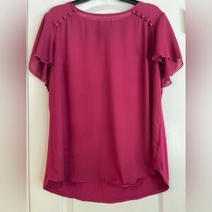 Pink Flutter Sleeve Blouse with Relaxed Style
